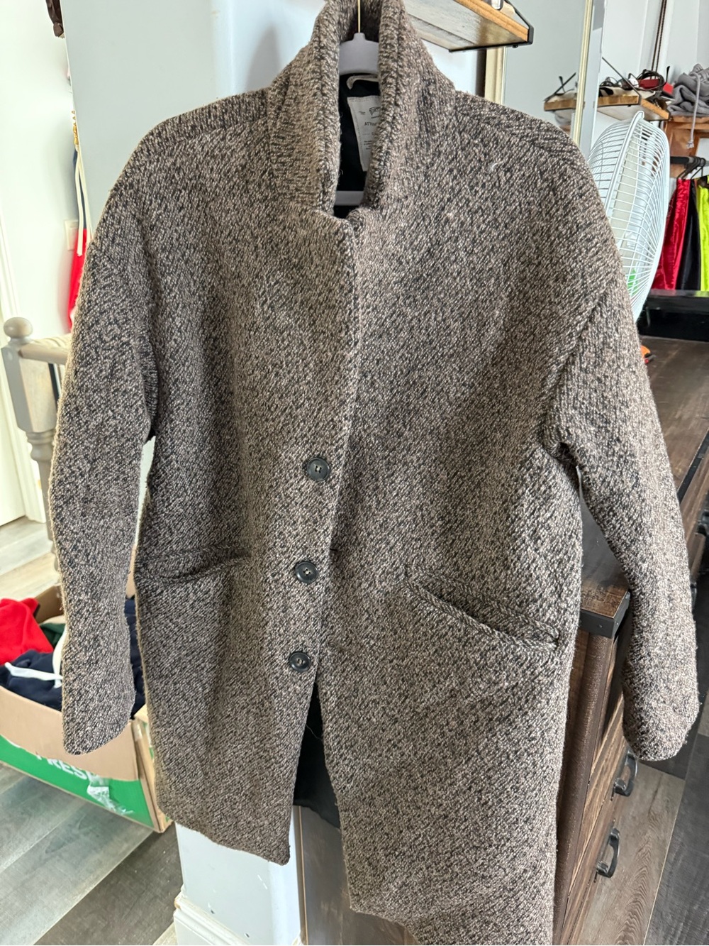 Women’s Textured Brown Wool-Blend Coat